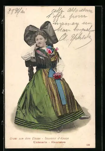 AK Elsässerin in Tracht