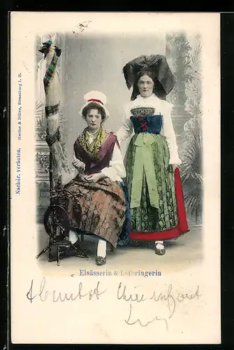 AK Elsässerin & Lothringerin, elsass-lothringische Tracht