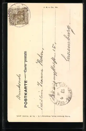 AK Liebespaar in elsass-lothringischer Tracht tanzt