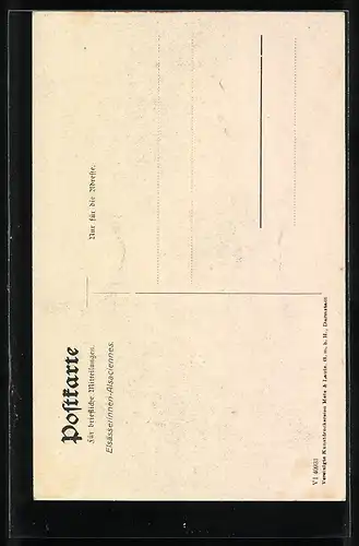 AK Elsässerinnen in Tracht mit Spinnrad