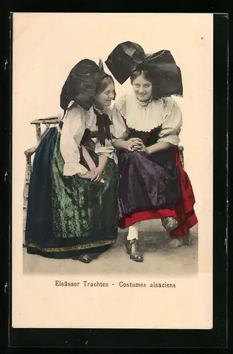 AK Frauen in Elsässer Trachten