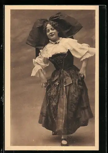 AK Elsässerin in Tracht beim Tanz