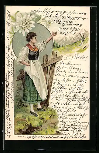Künstler-AK Junge Bäuerin in bayerischer Tracht