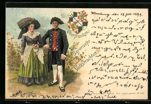 Künstler-AK Bayerisches Ehepaar mit Tracht aus Oberfranken
