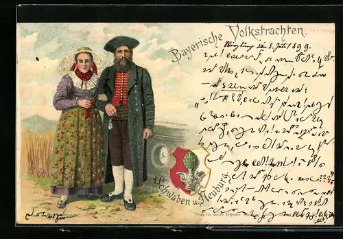 Künstler-AK Paar in Volkstracht aus Schwaben und Neuburg