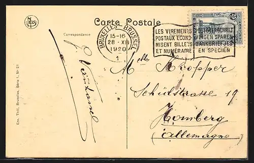 AK Bruxelles, Gare du Nord et place Rogier, Strassenbahn