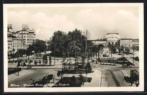 AK Milano, Piazzale Fiume, Stazione Centrale, Strassenbahn