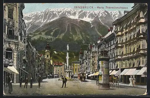 AK Innsbruck, Maria Theresienstrasse mit Strassenbahn