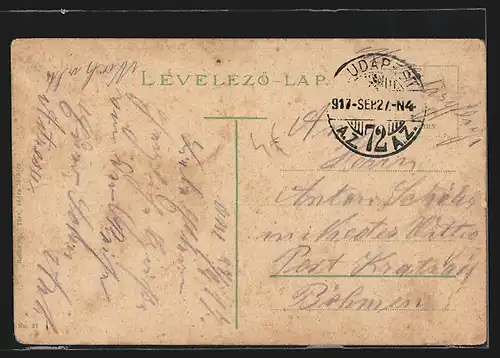 AK Budapest, Margit-körut, Margareten-Ring, Strassenbahnen, Pferdegespann