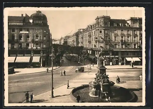 AK Zürich, Bahnhofplatz und Bahnhofstrasse, Strassenbahn