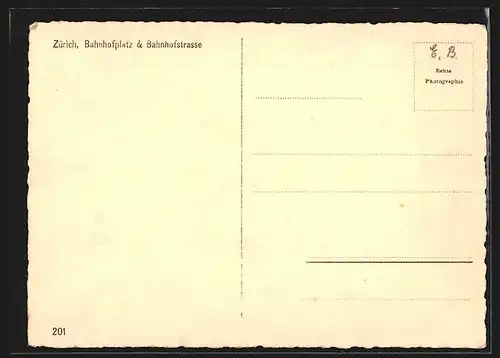 AK Zürich, Bahnhofplatz und Bahnhofstrasse, Strassenbahn