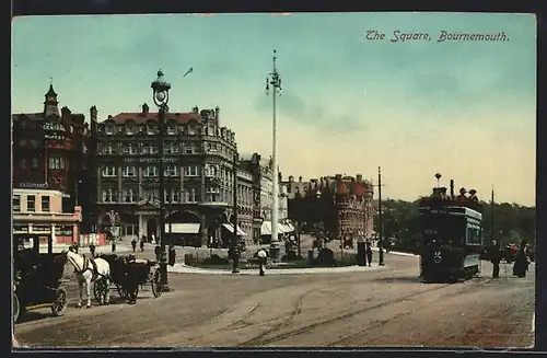 AK Bournemouth, The Square, Strassenbahn