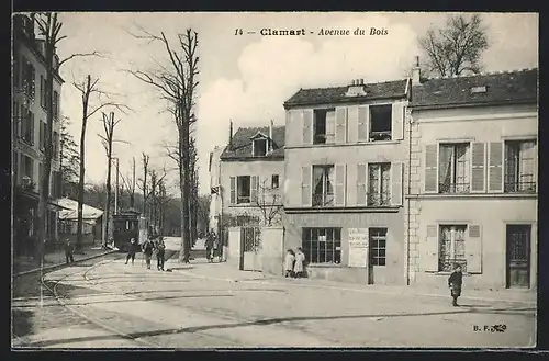 AK Clamart, Avenue du Bois, Strassenbahn