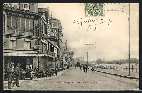 AK Suresnes, Quai de Suresnes, Strassenbahn