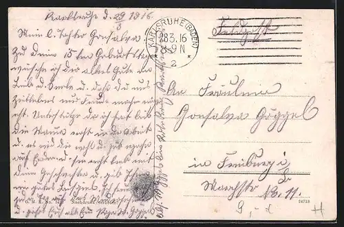 AK Karlsruhe /B., Blick auf den Marktpkatz mit Strassenbahnen