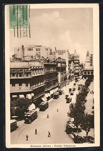 AK Buenos Aires, Calle Victoria, Strassenbahn