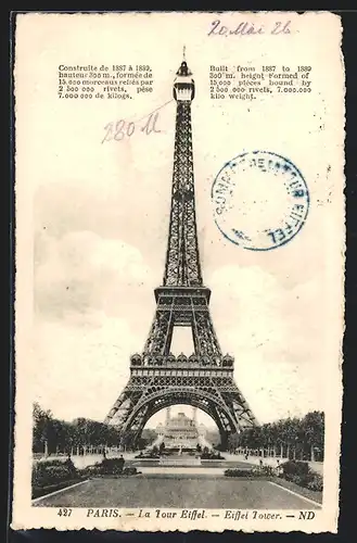 AK Paris, La Tour Eiffel, Eiffelturm