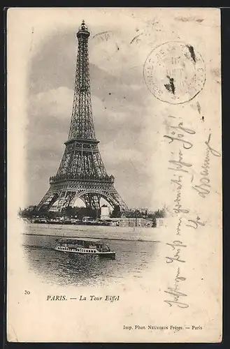 AK Paris, La Tour Eiffel, Eiffelturm, La Seine