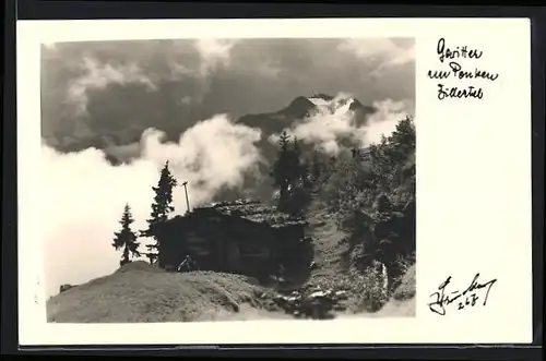 Foto-AK Hans Hruschka Nr. 267: Almhütte im Zillertal