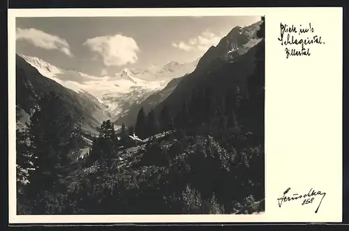 Foto-AK Hans Hruschka Nr. 858: Blick ins Schlegeistal i. Zillertal