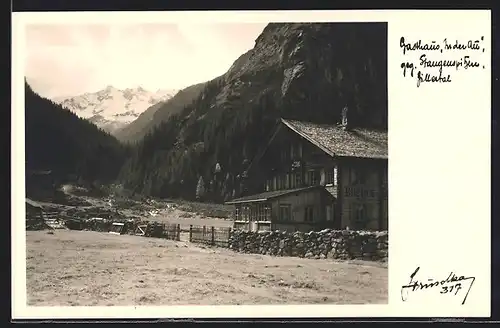 Foto-AK Hans Hruschka Nr. 317: Gasthaus In der Au im Zillertal