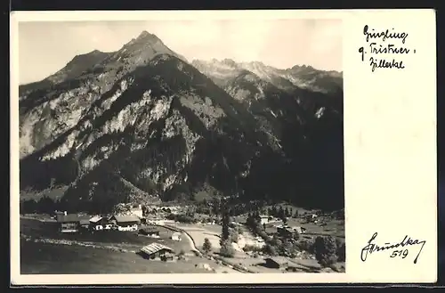 Foto-AK Hans Hruschka Nr. 519: Ginzling /Zillertal, Ortsansicht aus der Vogelschau