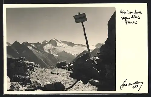 Foto-AK Hans Hruschka Nr. 937: Alpenvereinsweg gegen Mösele im Zillertal