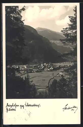 Foto-AK Hans Hruschka Nr. 40: Mayrhofen /Zillertal, Ortsansicht aus der Vogelschau