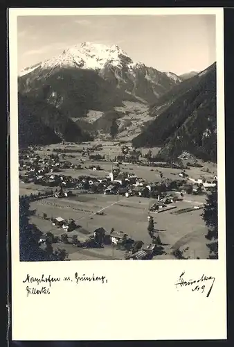 Foto-AK Hans Hruschka Nr. 9: Mayrhofen, Teilansicht mit Grünberg, Zillertal