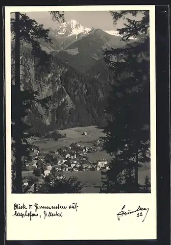 Foto-AK Hans Hruschka Nr. 22: Mayrhofen, Blick vom Zimmereben auf den Ort, Zillertal