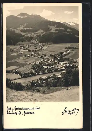 AK Zell im Zillertal, Gesamtansicht mit Gerlosssteinwand und Ahornspitze