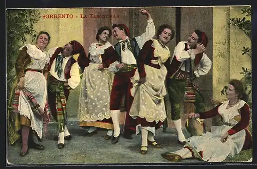 AK Sorrento, La Tarantella, italienische Tanzgruppe