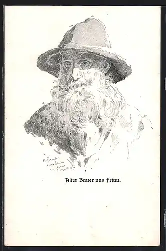 Künstler-AK Alter Bauer aus Friaul