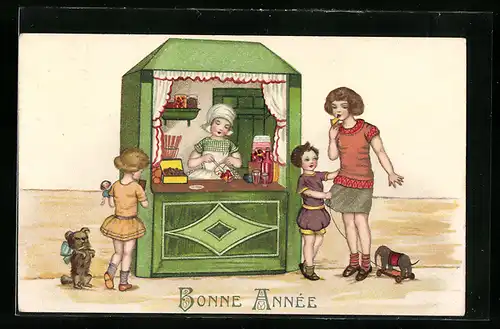 AK Kinder mit Spielzeug, Neujahr