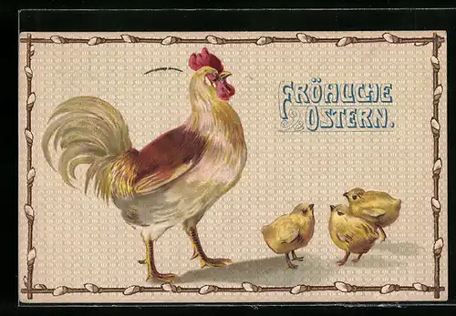 AK Huhn mit Osterküken