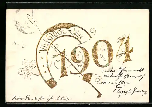 AK Jahreszahl 1904 mit Hufeisen