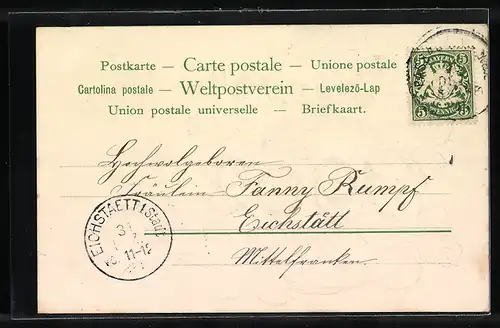 AK Jahreszahl 1902 mit Kleeblätter-Motiv