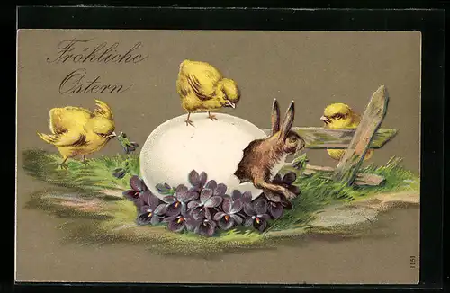 AK Osterhase im Osterei, Verärgerte Osterküken