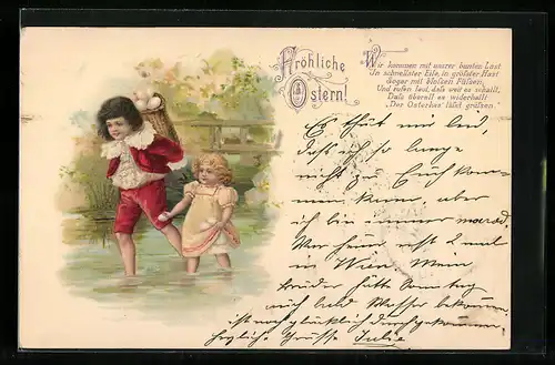 AK Kinder mit Ostereiern
