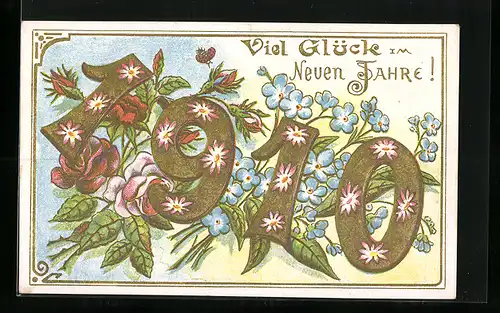 AK Jahreszahl 1910 mit Vergissmeinnicht