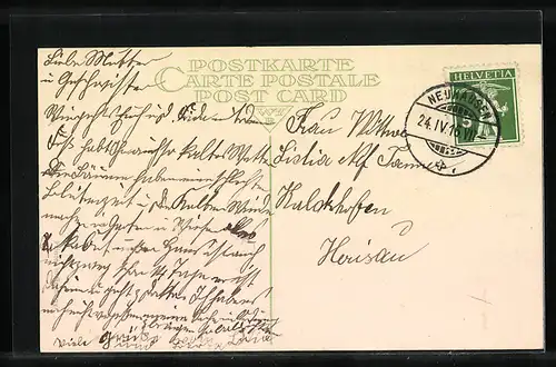 AK Osterhasen neben Ostereiern