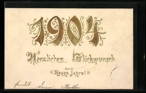 AK Jahreszahl 1904 in goldener Schrift