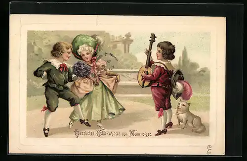 AK Paar tanzt zum Namenstag