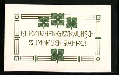 AK Glückwunsch zum neuen Jahre, Kleeblatt