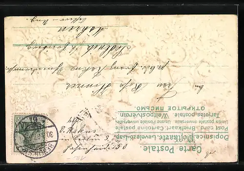 AK Osterhase blickt auf Osterküken