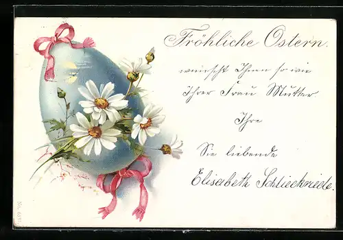 AK Osterei mit Blumen zum Fest