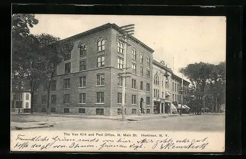 AK Herkimer, NY, The Van Kirk and Post Office, N. Main St.