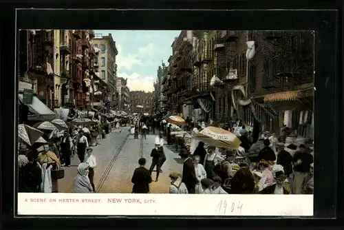 AK New York, NY, A Scene on Hester Street