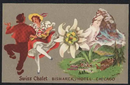 AK Chicago, IL, Swiss Chalet Bismarck Hotel, Matterhorn