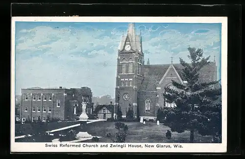 AK New Glarus, WI, Swiss Reformed Church and Zwingli House